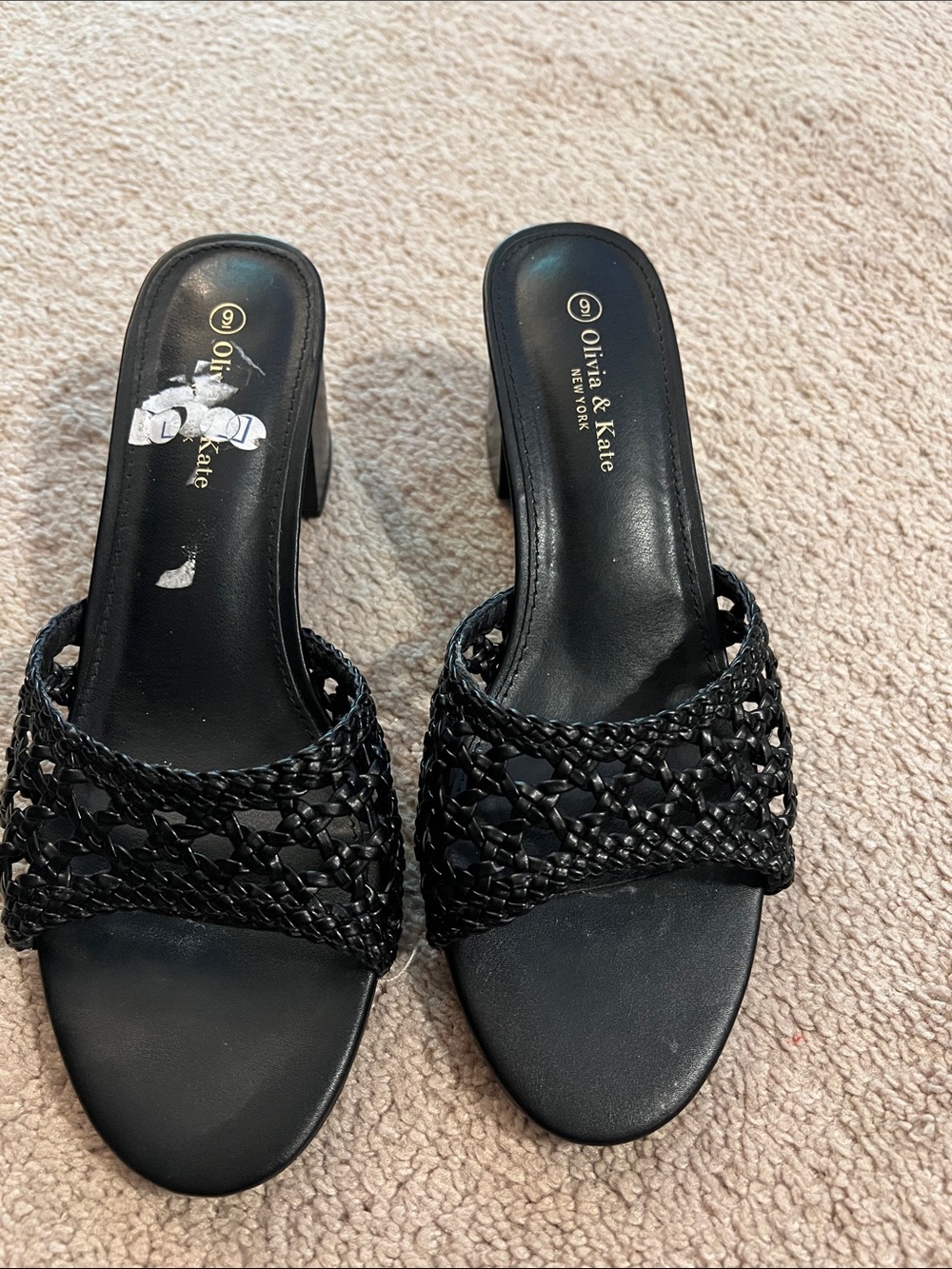 Olivia & Kate Black Braided Slide Mules